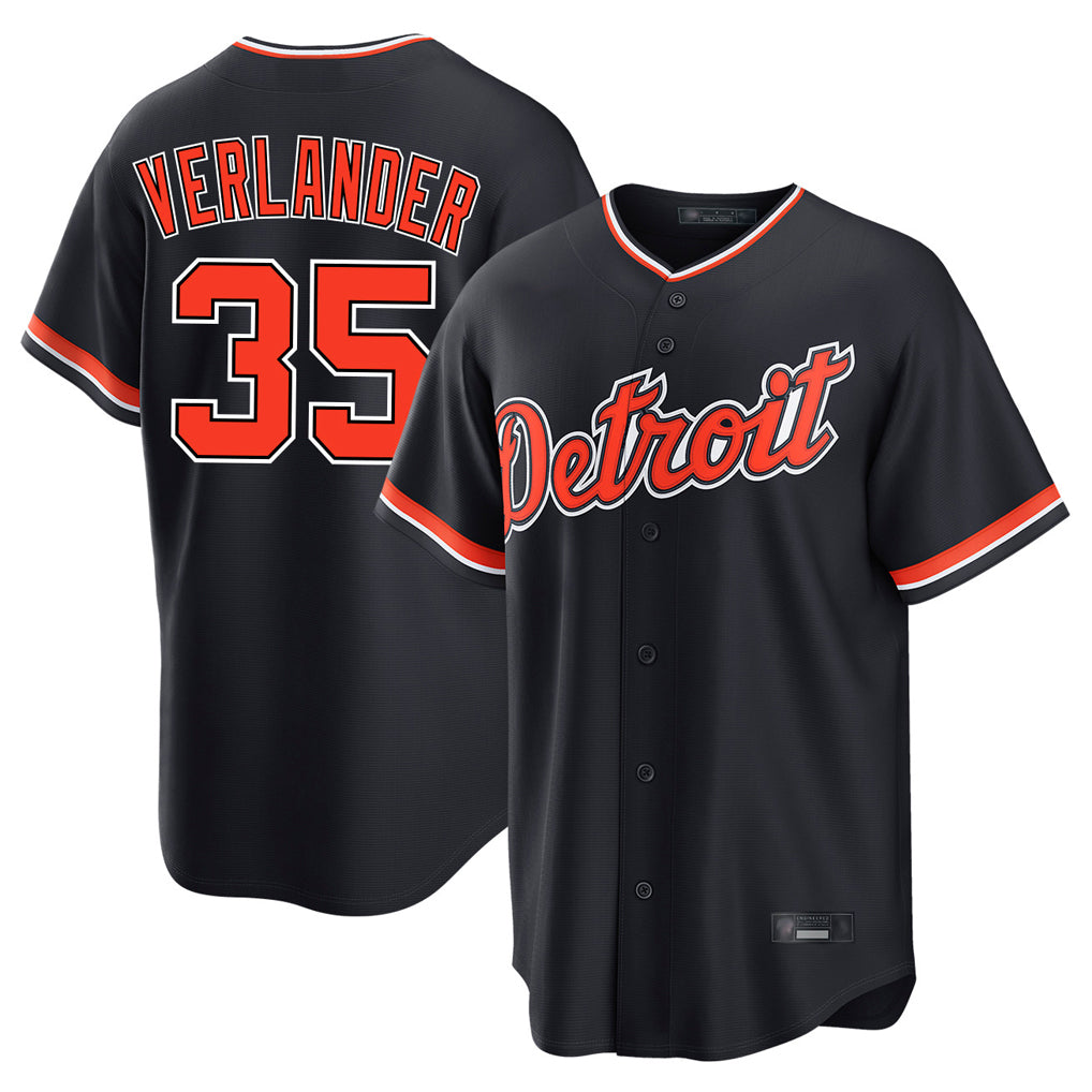 D.Tigers #35 Justin Verlander Player Navy Home Game Jdoa Stitched Jerseys