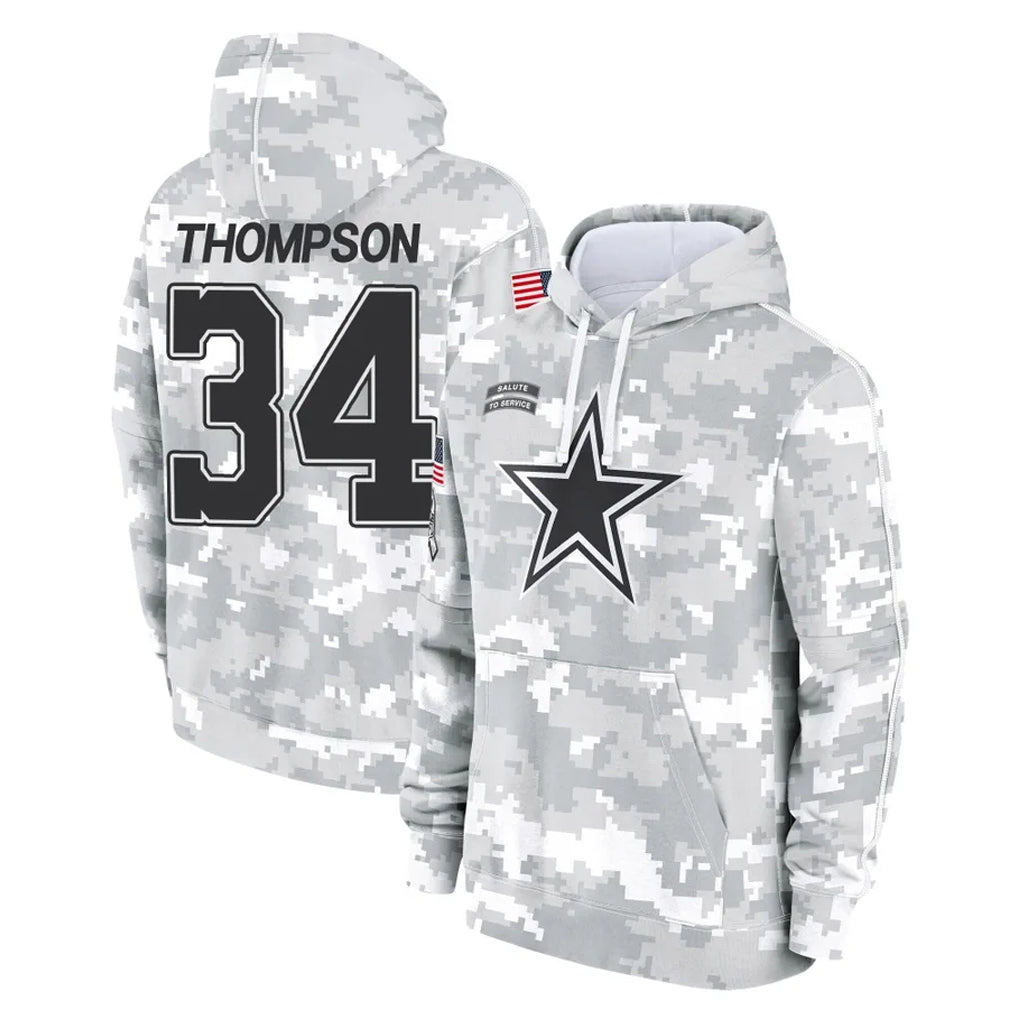 D.Cowboys #34 Jalen Thompson Player Arctic Camo Salute to Service Hoodies Limited Game Jdoa Stitched Jerseys