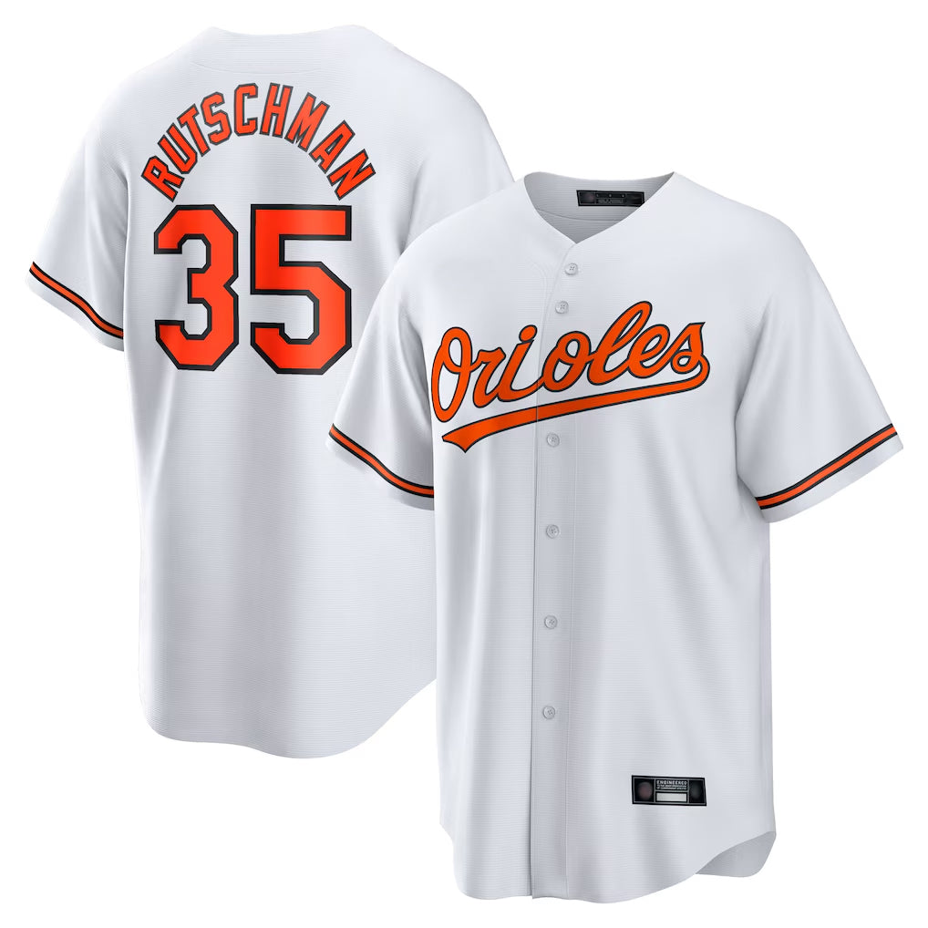 B.Orioles #35 Adley Rutschman Player White Home Game Jdoa Stitched Jerseys