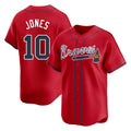 A.Braves #10 Chipper Jones Player Red Limited Home Game Jdoa Stitched Jerseys