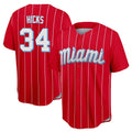M.Marlins #34 Liam Hicks Player Red City Connect Home Game Jdoa Stitched Jerseys