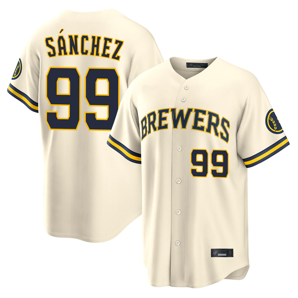 M.Brewers #99 Gary Sanchez Player Cream Home Limited Jdoa Stitched Jerseys