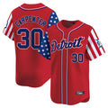 D.Tigers #30 Kerry Carpenter Player Red Independence Day Vapor Premier Limited Jdoa Stitched Jerseys