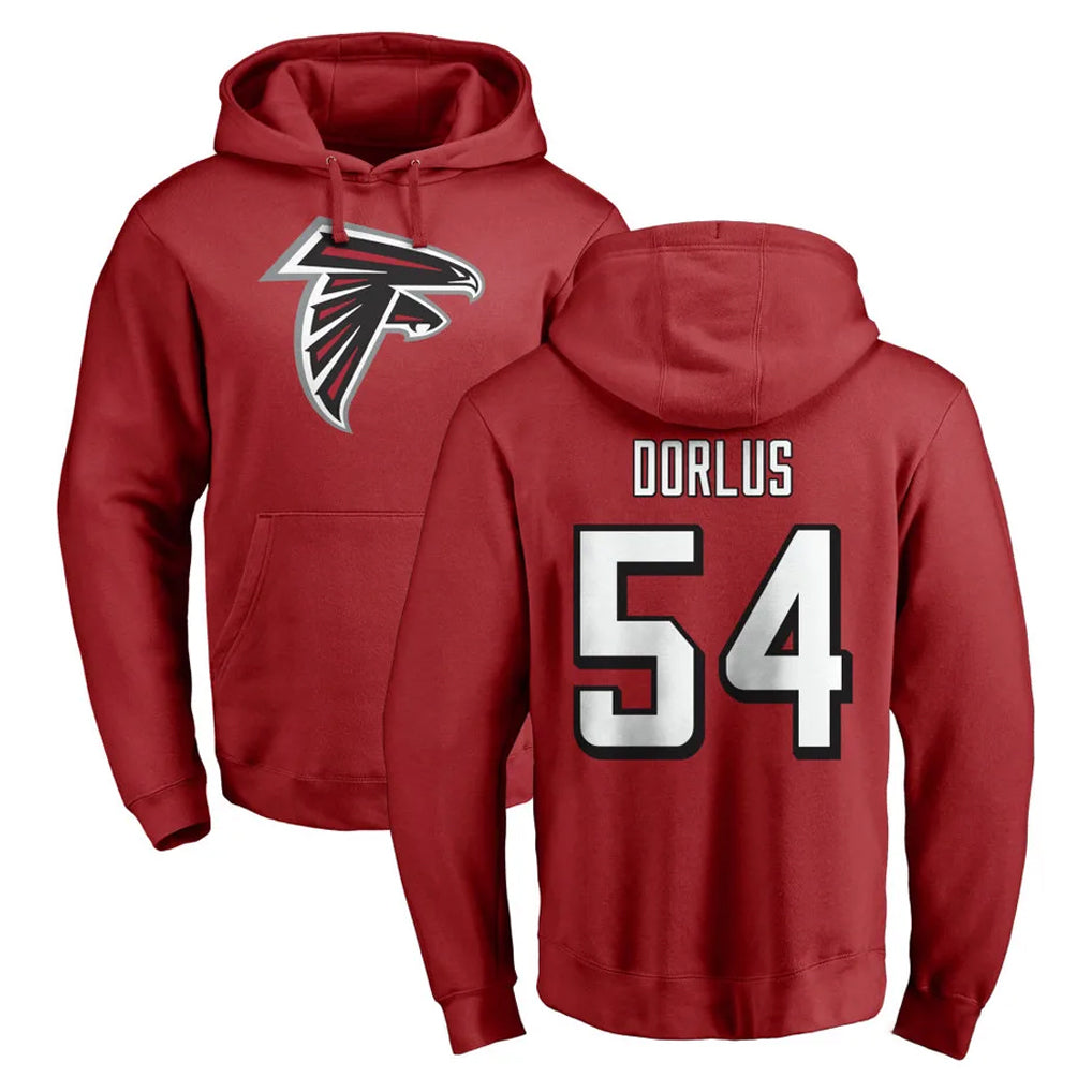 A.Falcons #54 Brandon Dorlus Player Red Pullover Hoodies Home Game Jdoa Stitched Jerseys