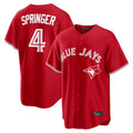 T.Blue Jays #4 George Springer Player Red Home Game Jdoa Stitched Jerseys