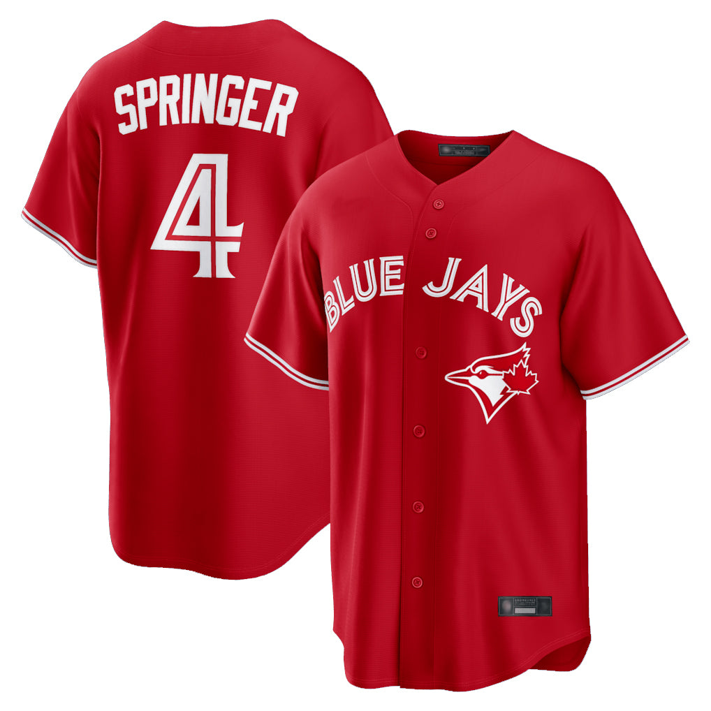 T.Blue Jays #4 George Springer Player Red Home Game Jdoa Stitched Jerseys