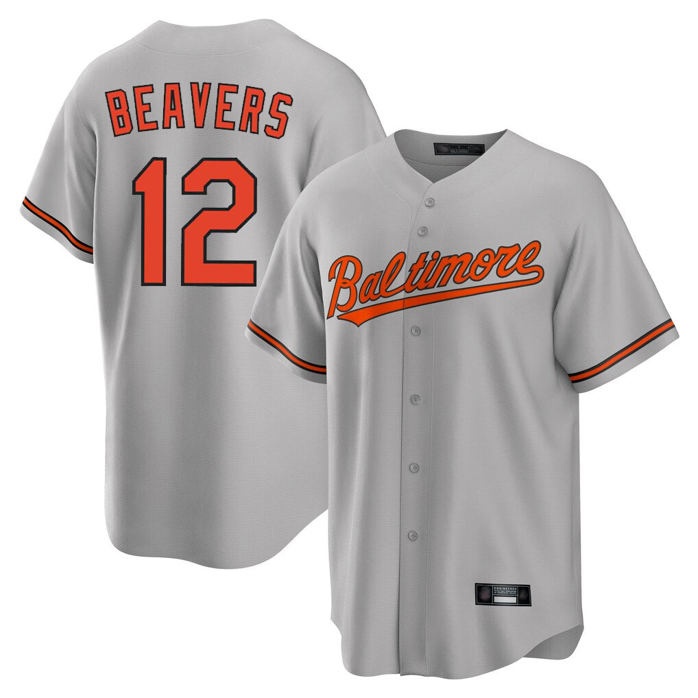 B.Orioles #12 Dylan Beavers Player Gray Home Game Jdoa Stitched Jerseys