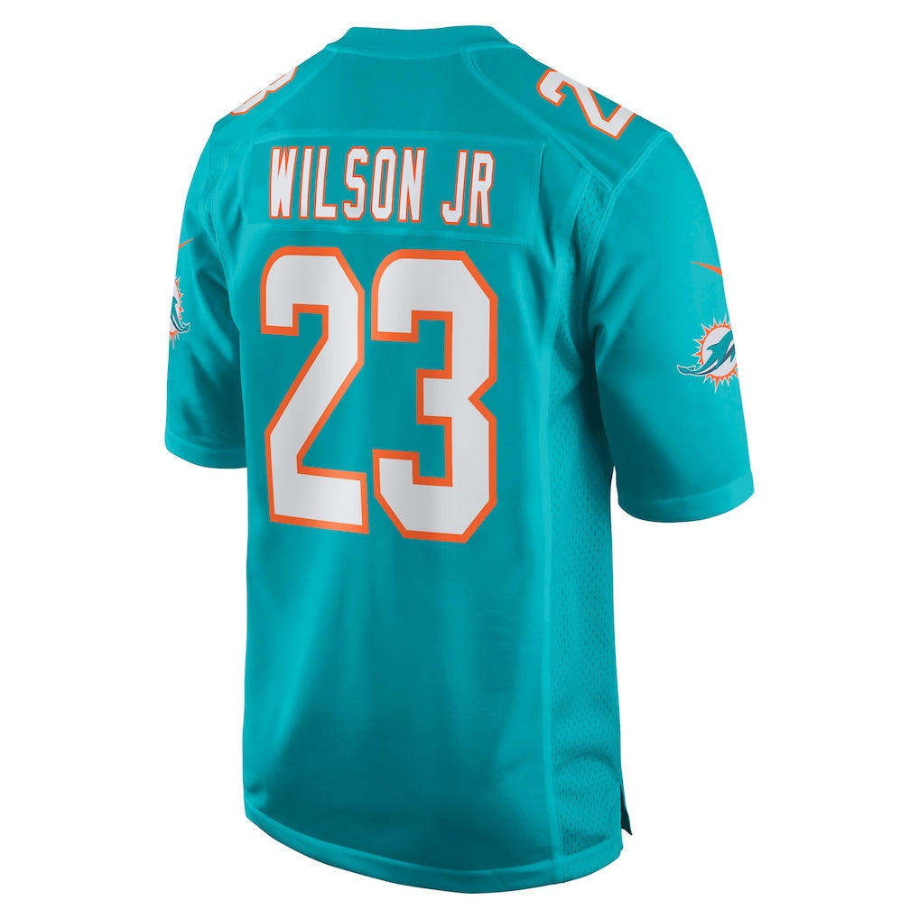 Jdoa M.Dolphins #23 Jeff Wilson Jr. Aqua Game Player Jersey