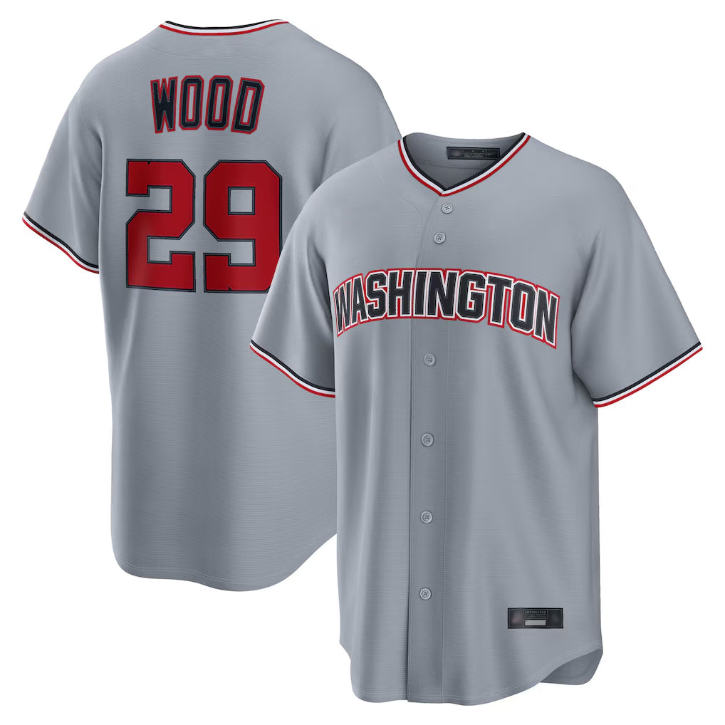 W.Nationals #29 James Wood Player Gray Road Replica Jdoa Stitched Jerseys