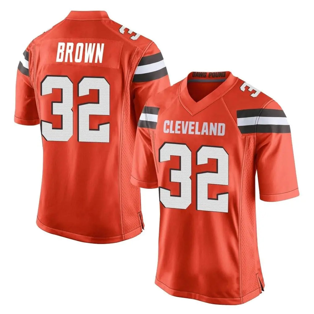 C.Browns #32 Jim Brown Player Orange Vapor Limited Home Game Jdoa Stitched Jerseys
