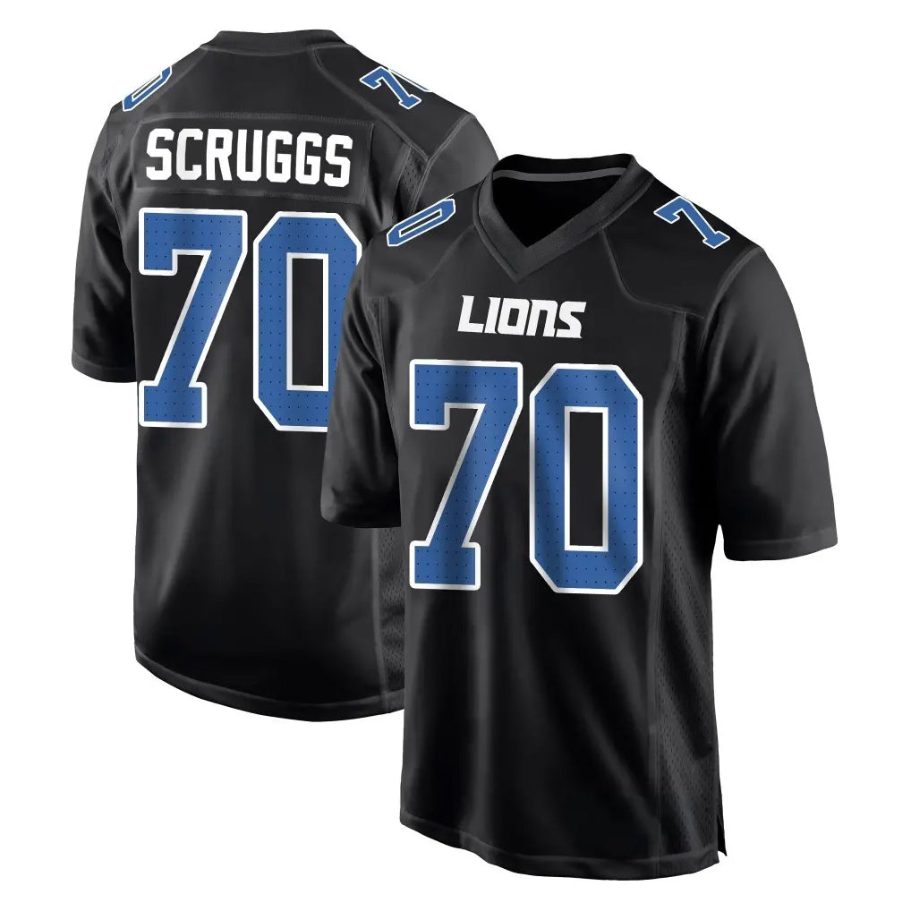 D.Lions #70 Juice Scruggs Player Black Fashion Home Game Jdoa Stitched Jerseys