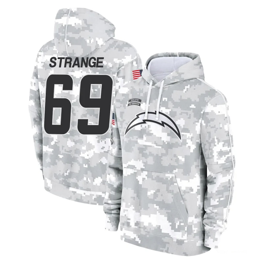 LA.Chargers #69 Cole Strange Player Arctic Camo Salute to Service Hoodies Limited Game Stitched Jerseys