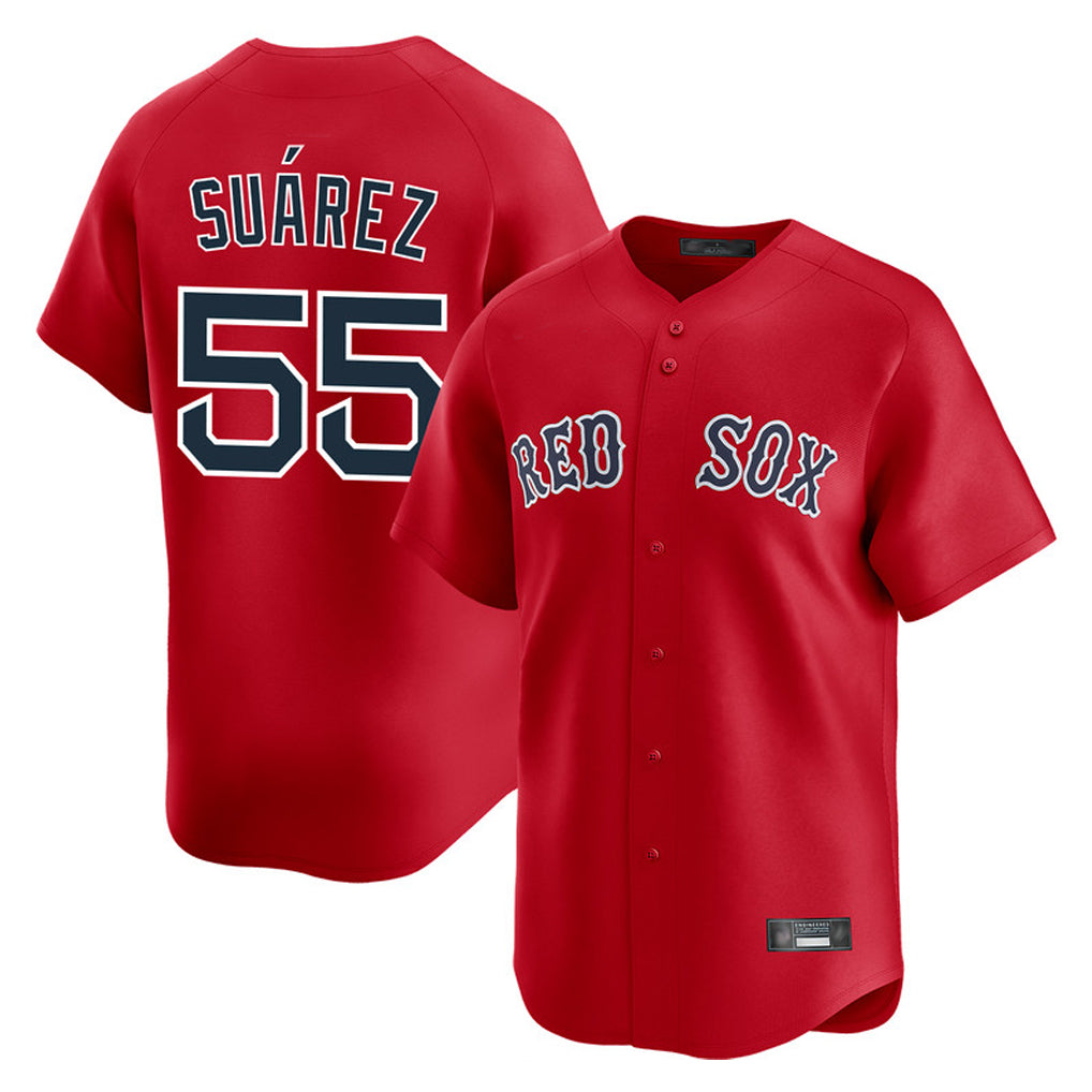 B.Red Sox #55 Ranger Su¨¢rez Player Red Limited Home Game Jdoa Stitched Jerseys