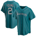 S.Mariners #2 Cole Young Player Teal Home Game Jdoa Stitched Jerseys