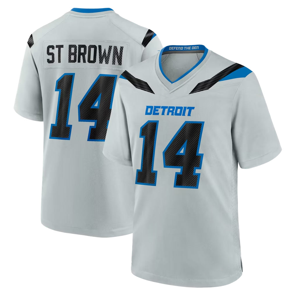 D.Lions #14 Amon-Ra St. Brown Player Silver 2026 Rivalries Collection Home Game Jdoa Stitched Jerseys