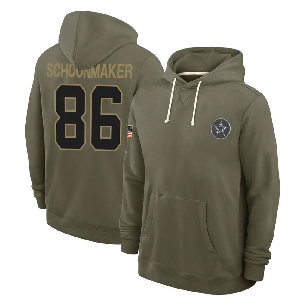 D.Cowboys #86 Luke Schoonmaker Player Olive Salute to Service Pullover Hoodies Limited Jdoa Stitched Jerseys