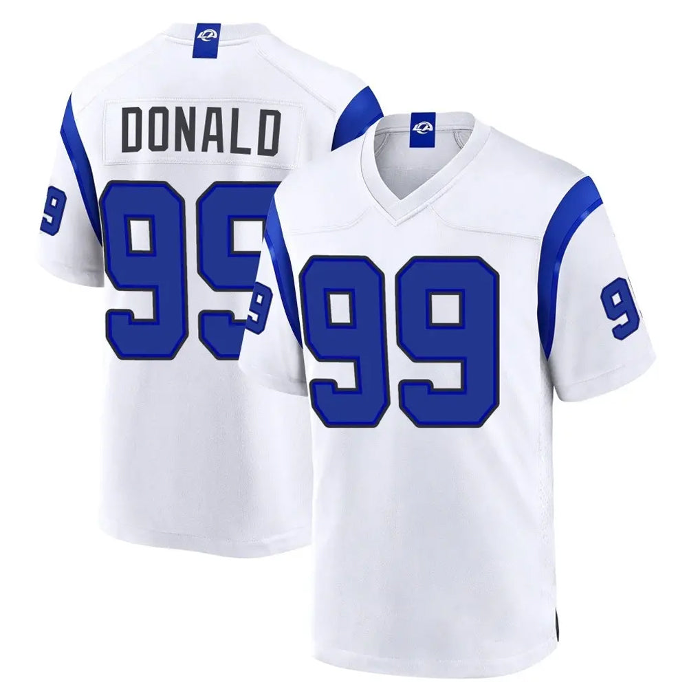 LA.Rams #99 Aaron Donald Player White Fearsome Home Game Jdoa Stitched Jerseys