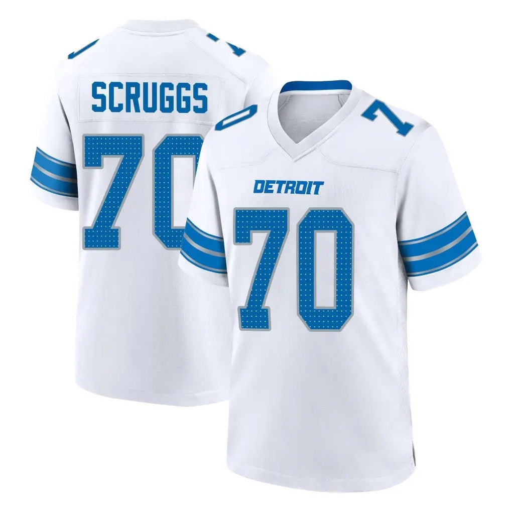 D.Lions #70 Juice Scruggs Player White Alternate Home Game Jdoa Stitched Jerseys