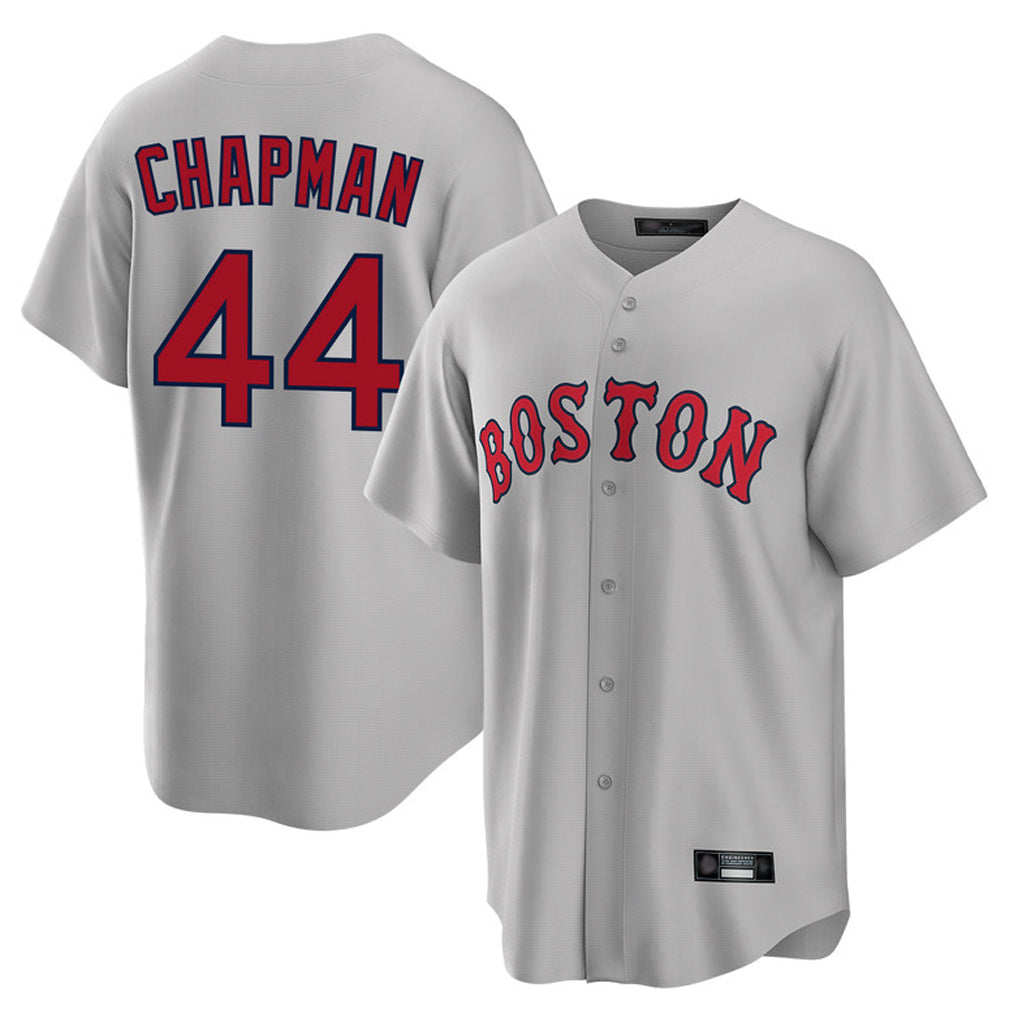 B.Red Sox #44 Aroldis Chapman Player Gray Road Home Game Jdoa Stitched Jerseys