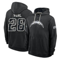 LA.Chargers #28 Kimani Vidal Player 2026 Black Logo Pullover Hoodies Limited Game Stitched Jerseys