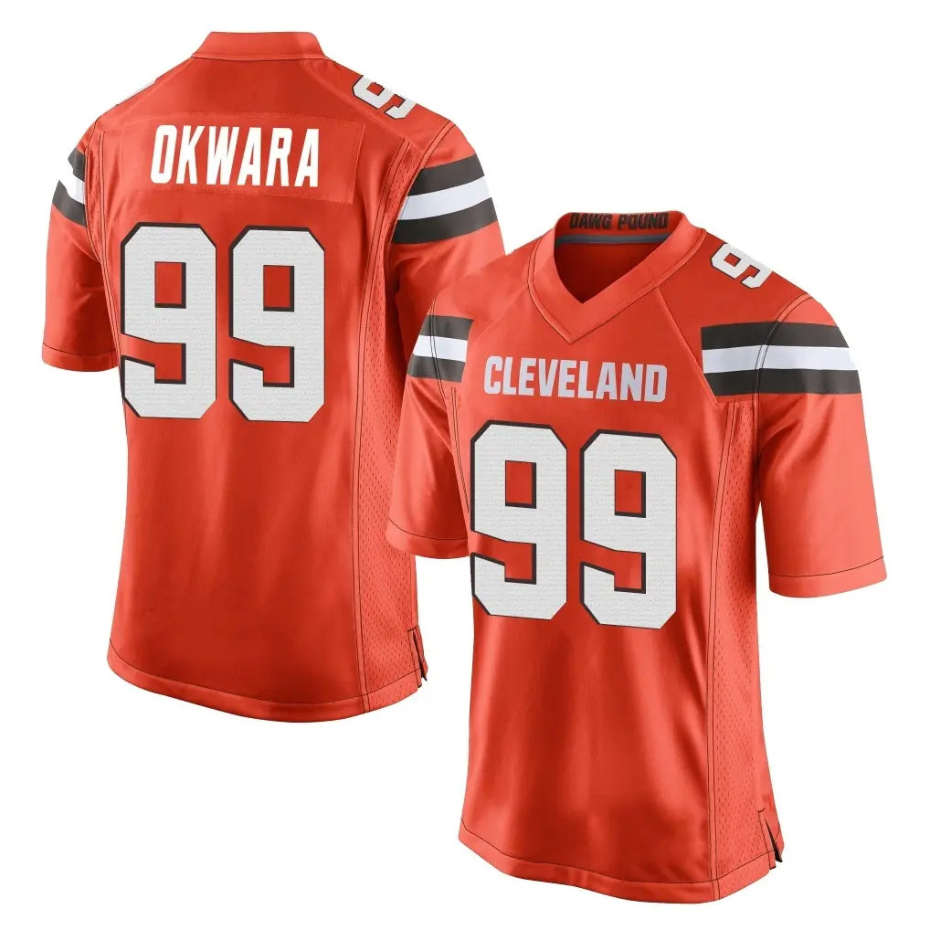 C.Browns #99 Julian Okwara Player Orange Vapor Limited Home Game Jdoa Stitched Jerseys