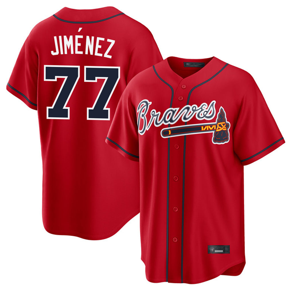 A.Braves #77 Joe Jimenez Player Red Home Game Jdoa Stitched Jerseys