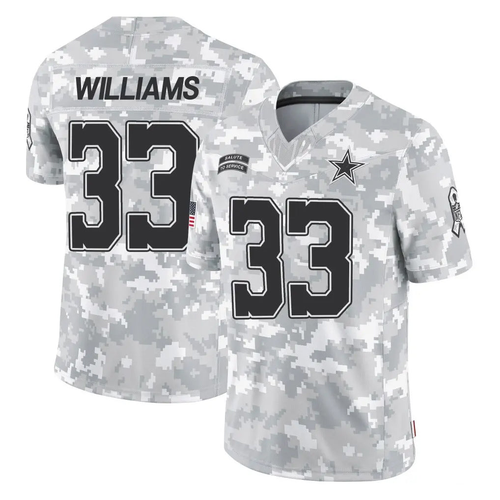 D.Cowboys #33 Javonte Williams Player Arctic Camo Salute to Service Limited Home Game Jdoa Stitched Jerseys