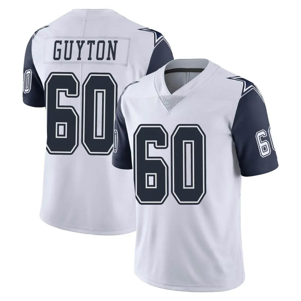 D.Cowboys #60 Tyler Guyton Player White-Navy Limited Color Rush Vapor Untouchable Home Game Jdoa Stitched Jerseys
