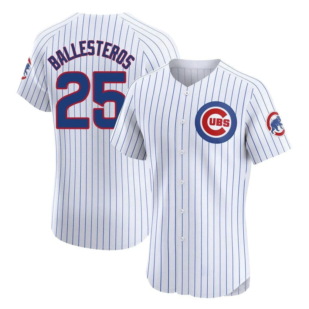 C.Cubs #25 Mois¨¦s Ballesteros Player White Limited Elite Home Game Jdoa Stitched Jerseys