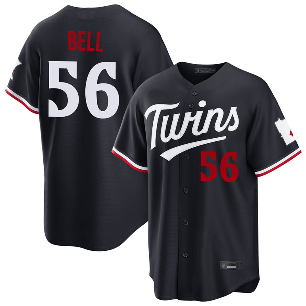 M.Twins #56 Josh Bell Player Navy Home Game Jdoa Stitched Jerseys