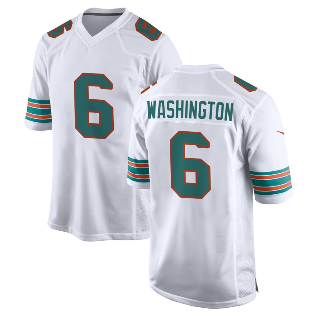 M.Dolphins #6 Malik Washington Player White Limited Home Game Jdoa Stitched Jerseys