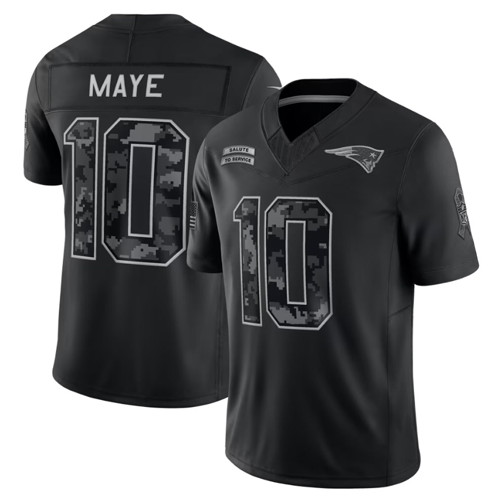 Hdoa NE.Patriots #10 Drake Maye Player Black Limited 2026 Salute to Service Home Game Stitched Jerseys