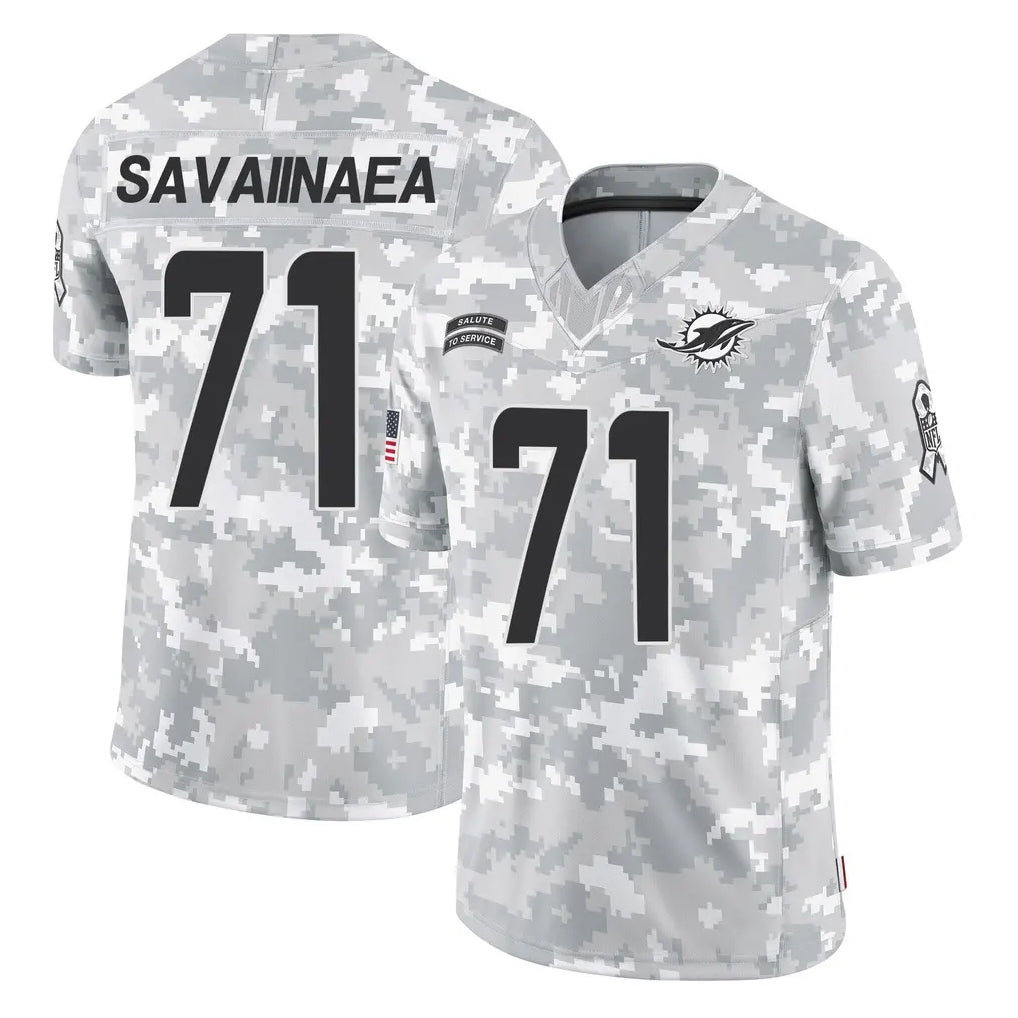 M.Dolphins #71 Jonah Savaiinaea Player Arctic Camo Salute To Service Limited Game Jdoa Stitched Jerseys