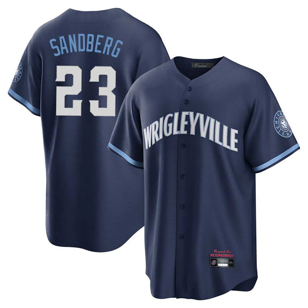 C.Cubs #23 Ryne Sandberg Player Navy City Connect Home Game Jdoa Stitched Jerseys