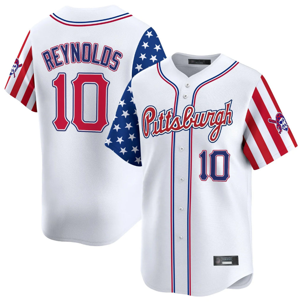 P.Pirates #10 Bryan Reynolds Player White 2025 Independence Day Vapor Premier Limited Jdoa Stitched Jerseys