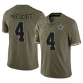 D.Cowboys #4 Dak Prescott Player Olive Salute to Service Limited Game Jdoa Stitched Jerseys