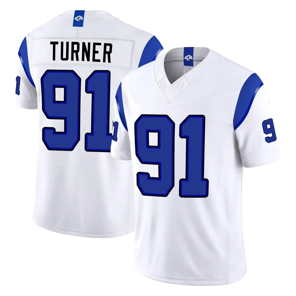 LA.Rams #91 Kobie Turner Player White Limited Fearsome Vapor F.U.S.E. Home Game Jdoa Stitched Jerseys