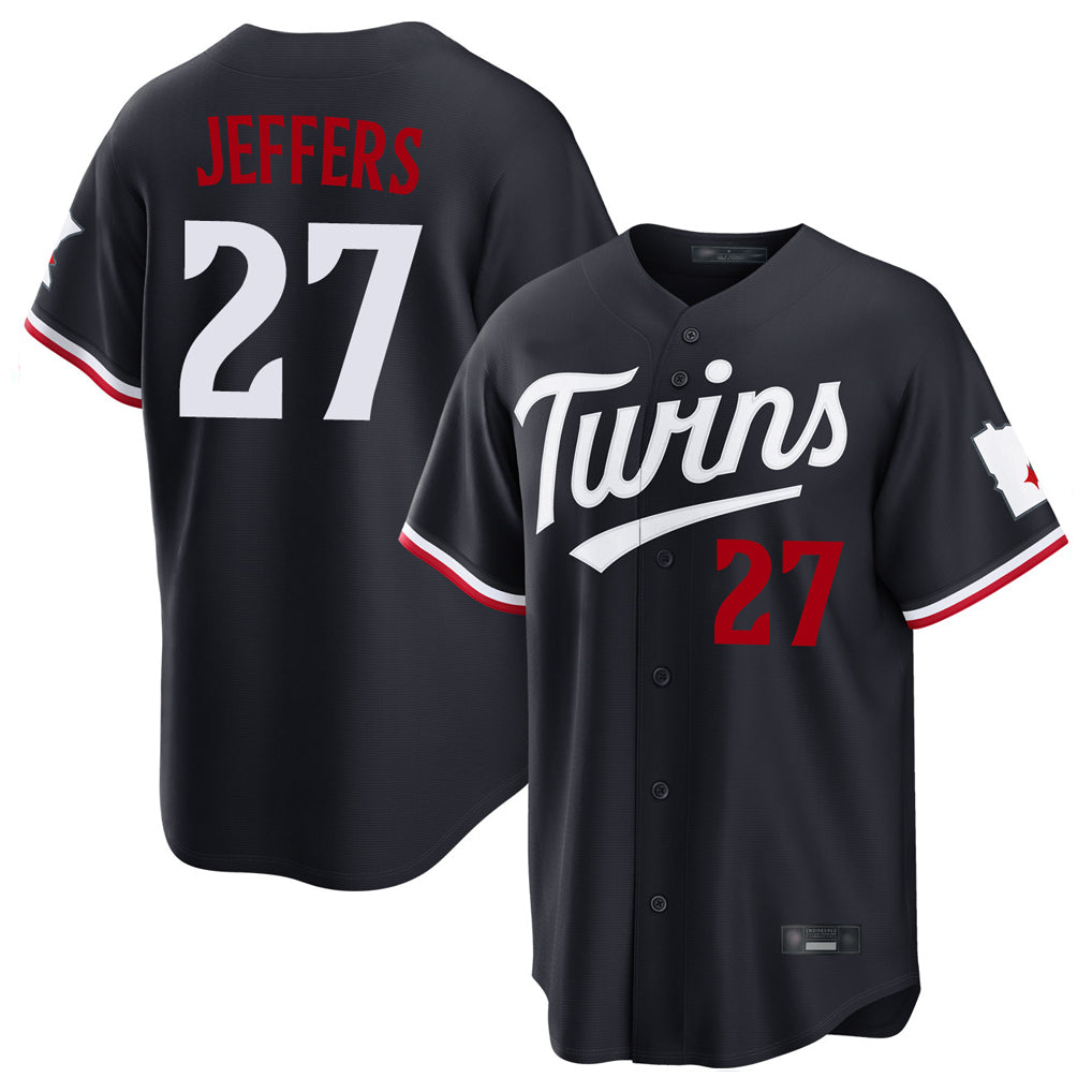 M.Twins #27 Ryan Jeffers Player Navy Home Game Jdoa Stitched Jerseys