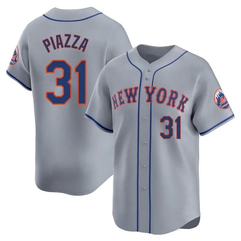 NY.Mets #31 Mike Piazza Player Gray Road Limited Home Jdoa Stitched Jerseys