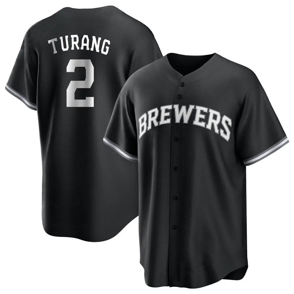M.Brewers #2 Brice Turang Player Black Game Home Jdoa Stitched Jerseys