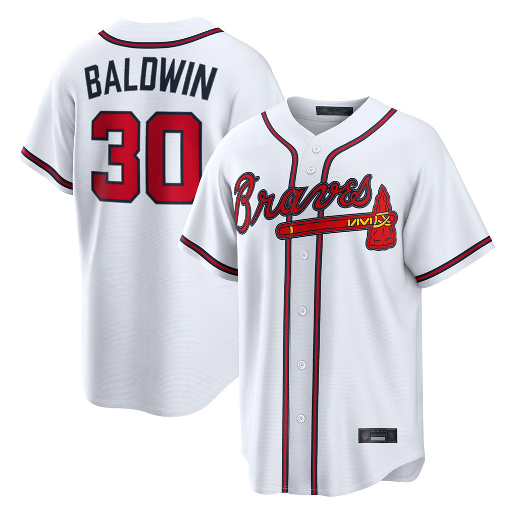 A.Braves #30 Drake Baldwin Player White Home Game Jdoa Stitched Jerseys