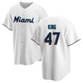 M.Marlins #47 John King Player White  Home Game Jdoa Stitched Jerseys