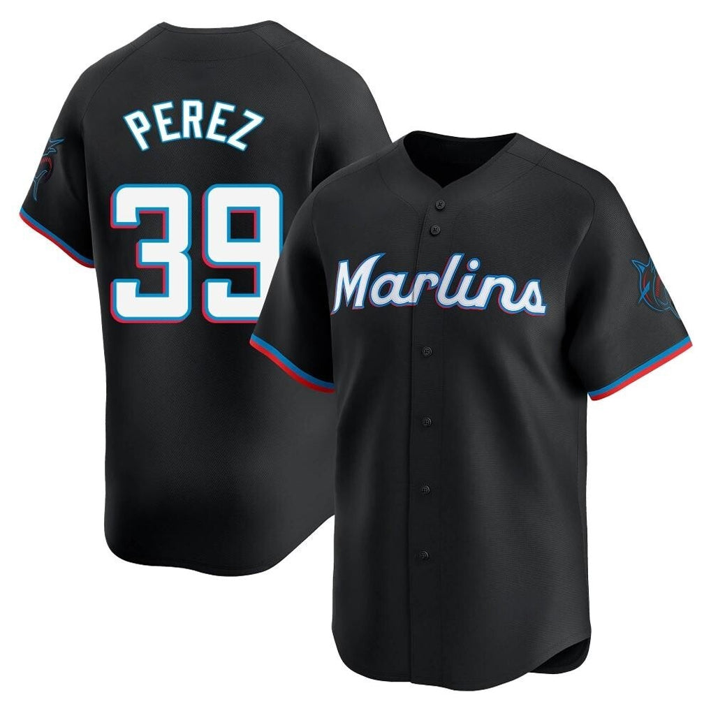 M.Marlins #39 Eury Perez Player Black  Home Limited Jdoa Stitched Jerseys