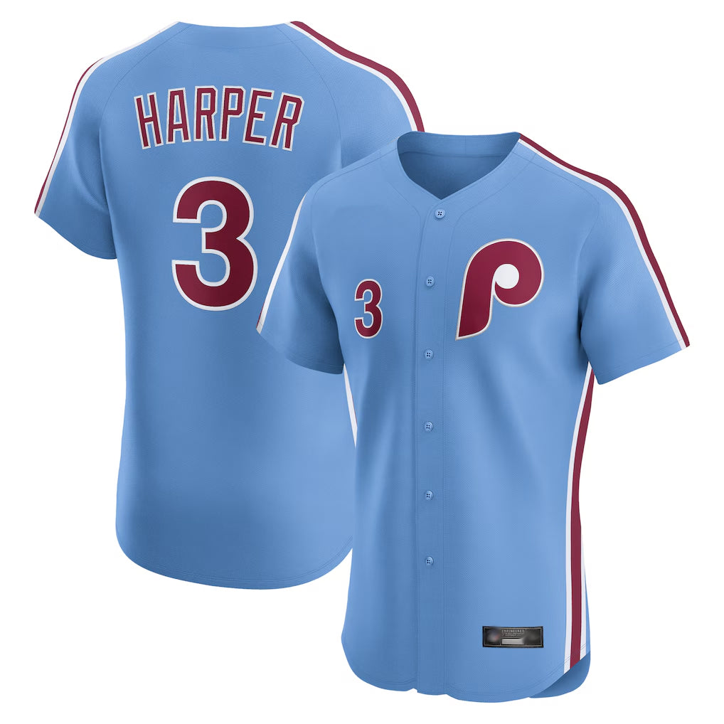 P.Phillies #3 Bryce Harper Player Light Blue Home Limited Elite Jdoa Stitched Jerseys
