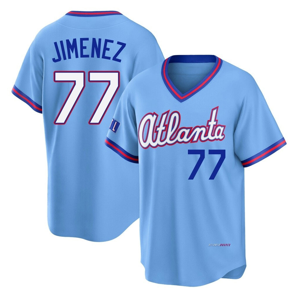 A.Braves #77 Joe Jimenez Player Powder Blue 2026 City Connect T-shirt Home Game Jdoa Stitched Jerseys