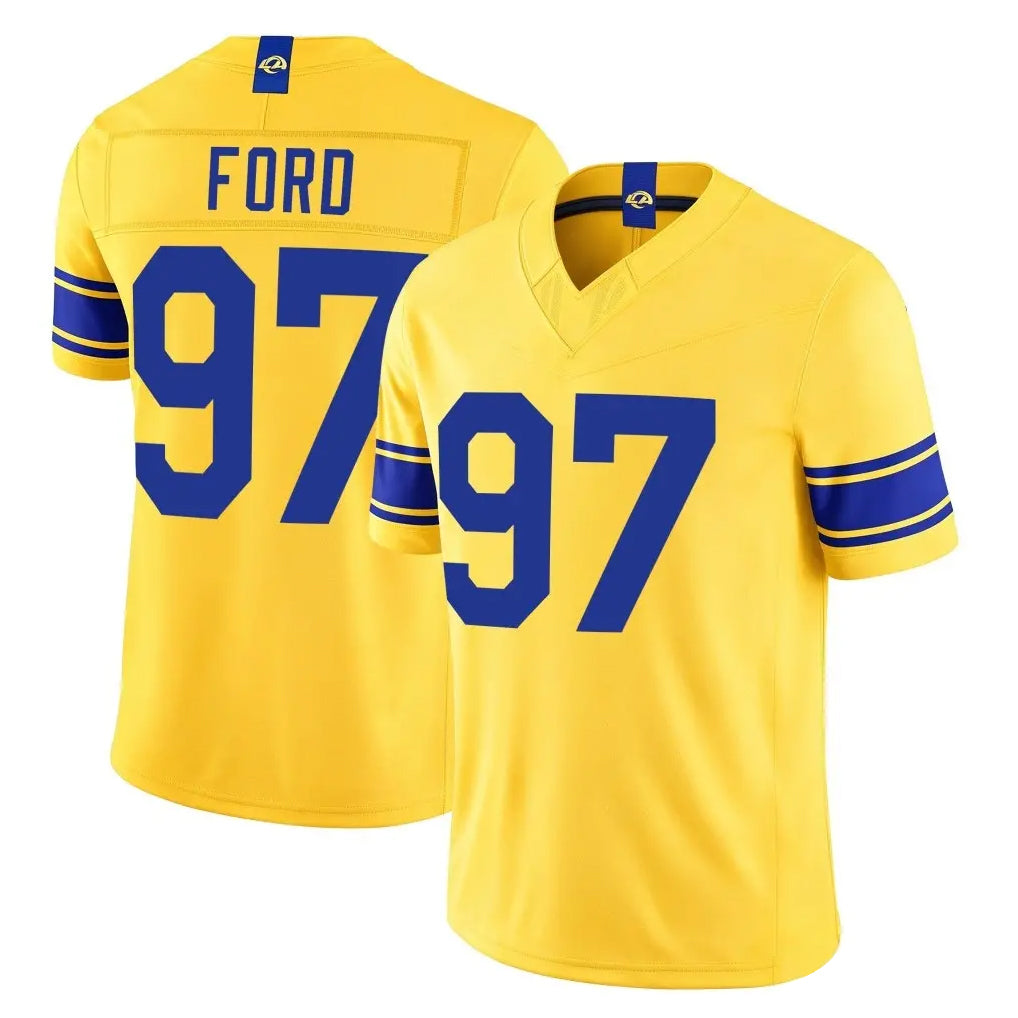 LA.Rams #97 Poona Ford Player Gold Limited Classic Sol Vapor F.U.S.E.Home Game Jdoa Stitched Jerseys