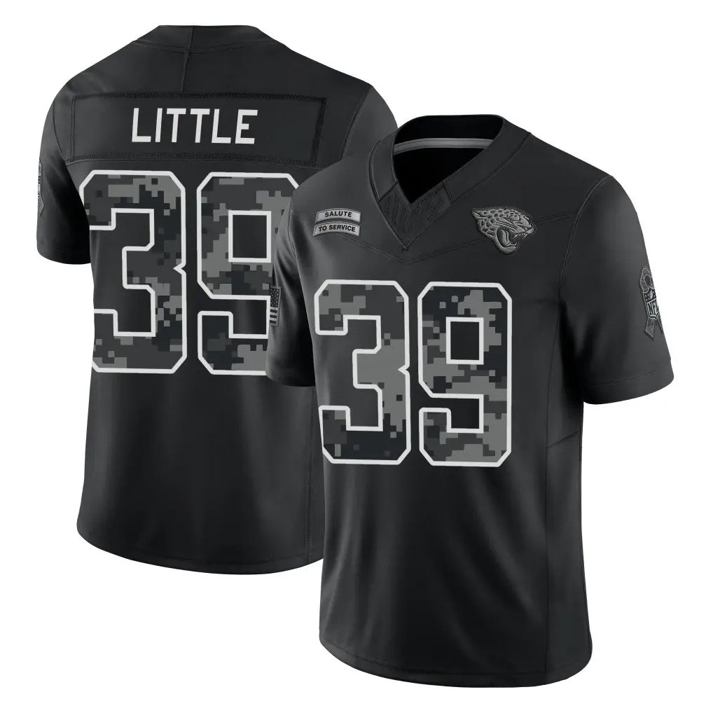 J.Jaguars #39 Cam Little Player Black Limited 2026 Salute to Service Home Game Jdoa Stitched Jerseys