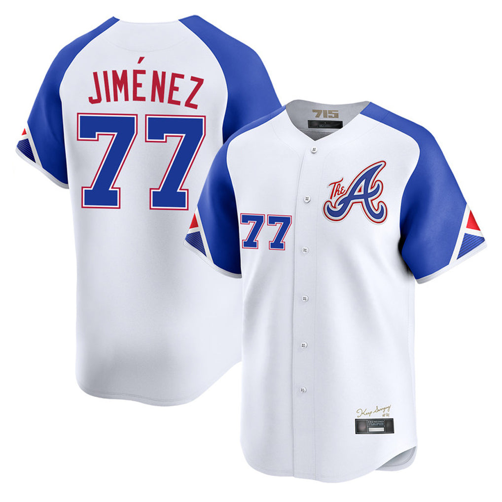 A.Braves #77 Joe Jimenez Player White City Connect Limited Home Game Jdoa Stitched Jerseys
