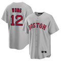 B.Red Sox #12 Connor Wong Player Gray Road Home Game Jdoa Stitched Jerseys