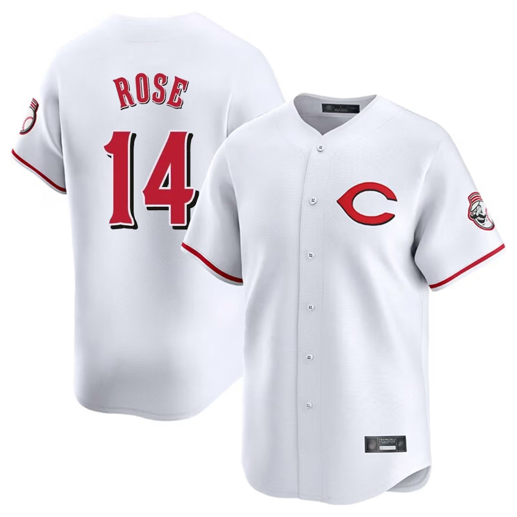 C.Reds #14 Pete Rose Player White Limited Home Jdoa Stitched Jerseys